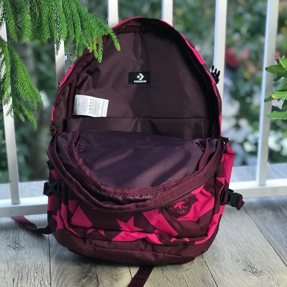 NWT Converse Straight Backpack Pink Stars✨W AUTHEN - Picture 4 of 6